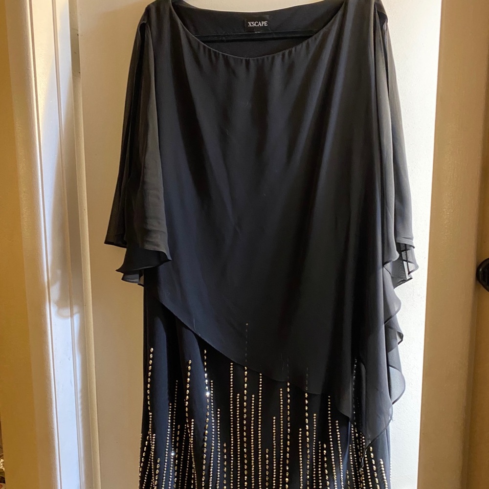 20W Black Cocktail Dress with Gold Beading